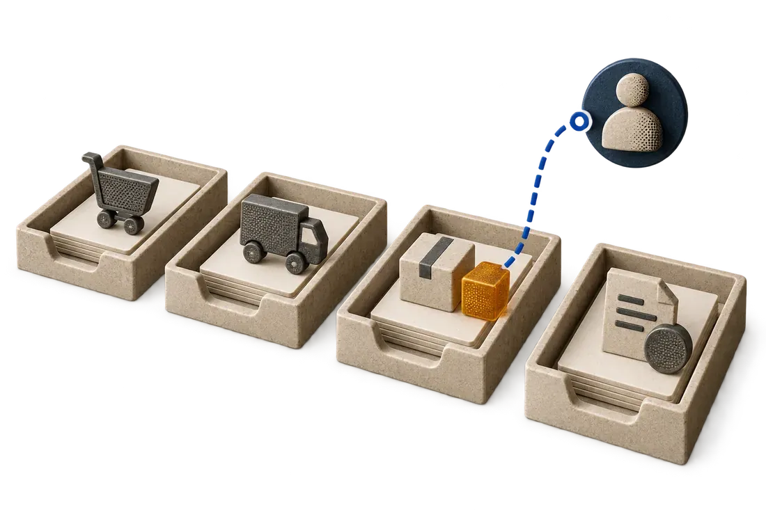 Order, delivery, acceptance and invoice records with one discrepancy
